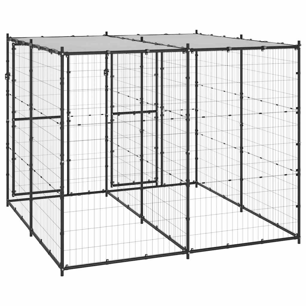 Outdoor Dog Kennel Steel with Roof 4,84 m²