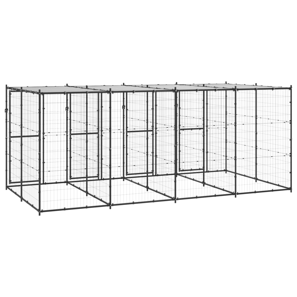 Outdoor Dog Kennel Steel with Roof 9.68 m²