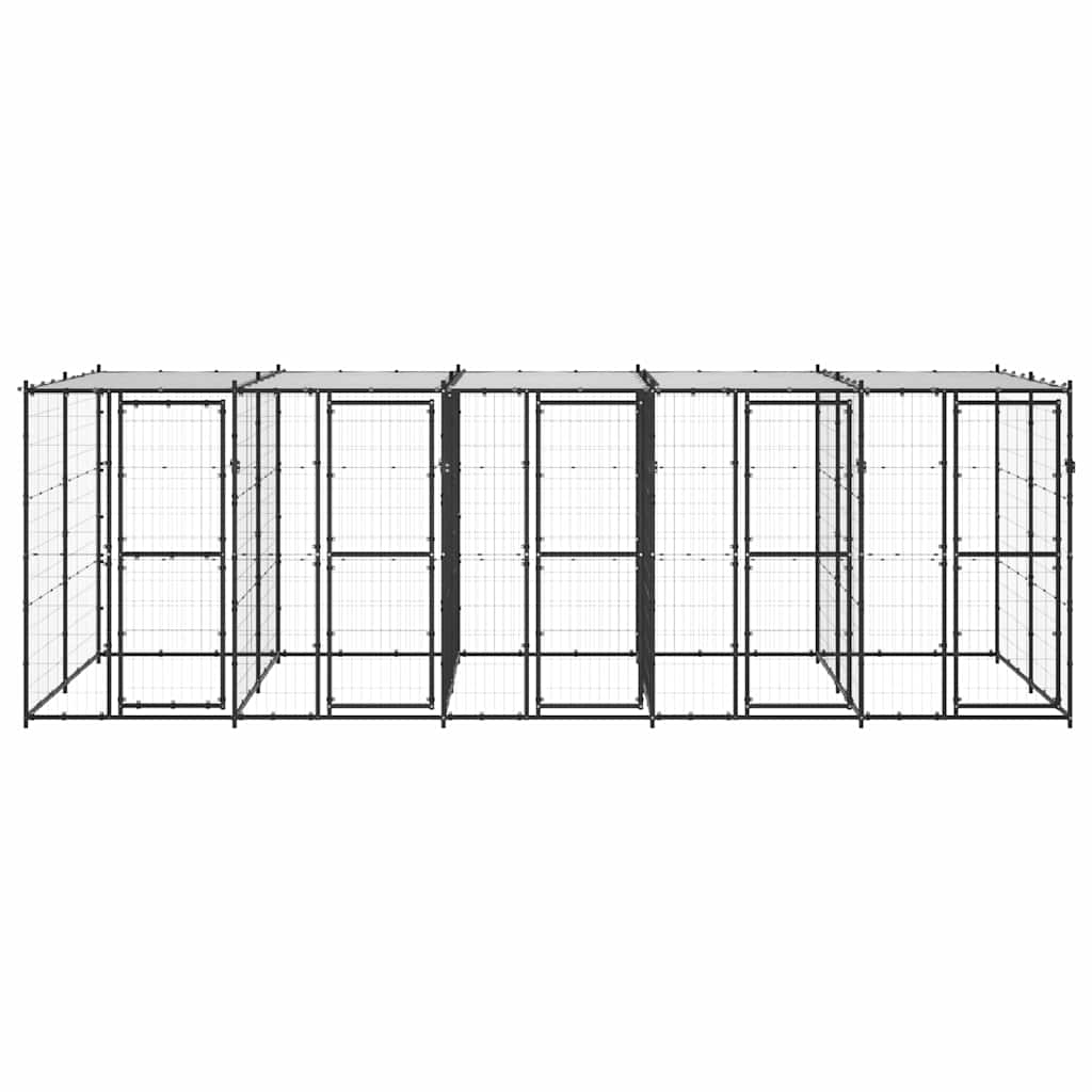 Outdoor Dog Kennel Steel with Roof 12,1 m²
