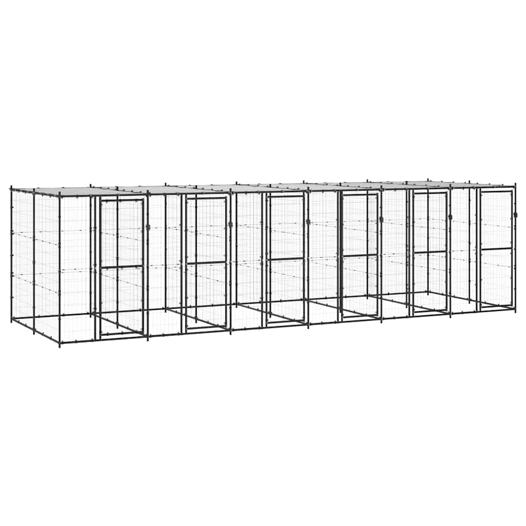 Outdoor Dog Kennel Steel with Roof 14,52 m²
