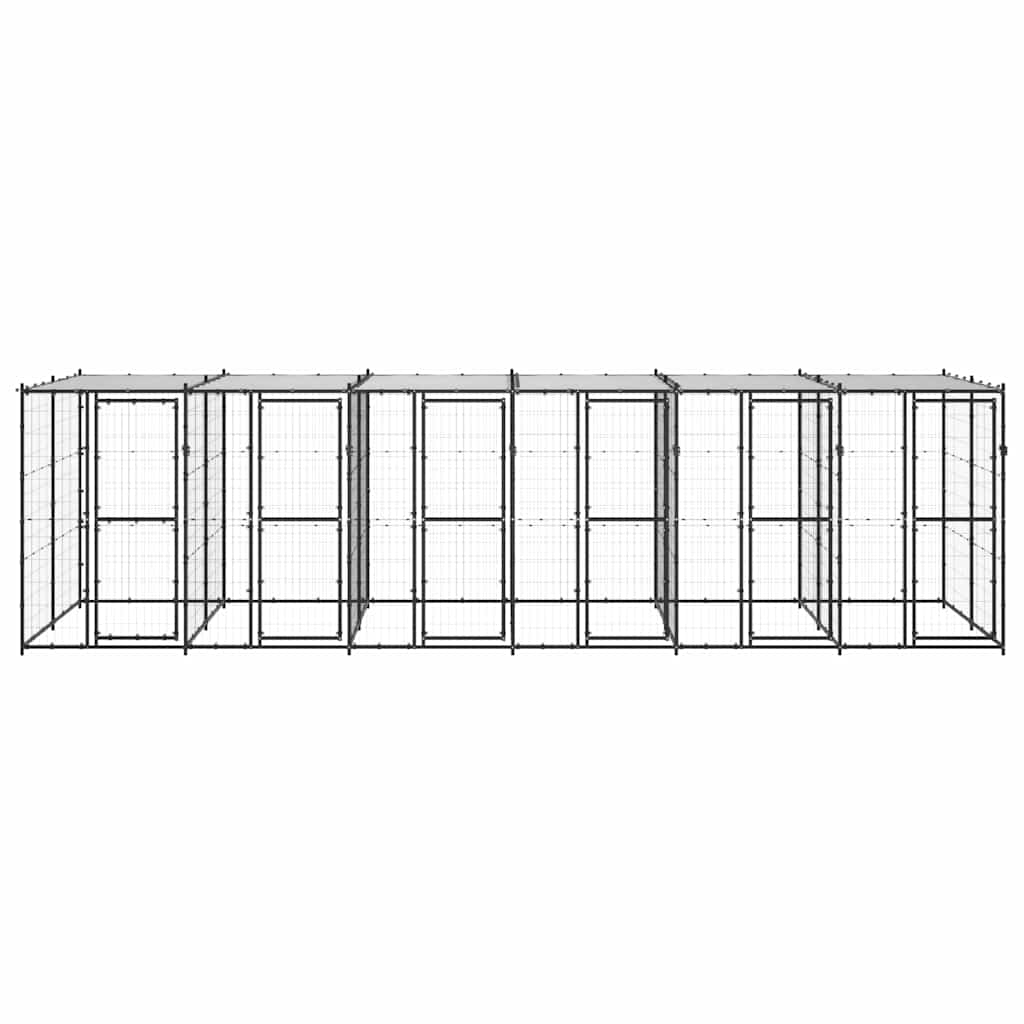 Outdoor Dog Kennel Steel with Roof 14,52 m²