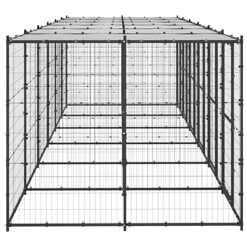 Outdoor Dog Kennel Steel with Roof 14.52 m²