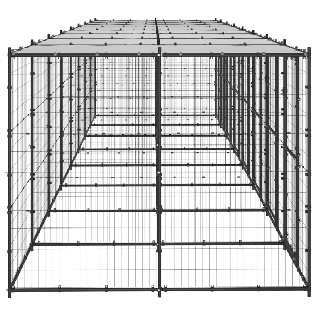 Outdoor Dog Kennel Steel with Roof 19.36 m²