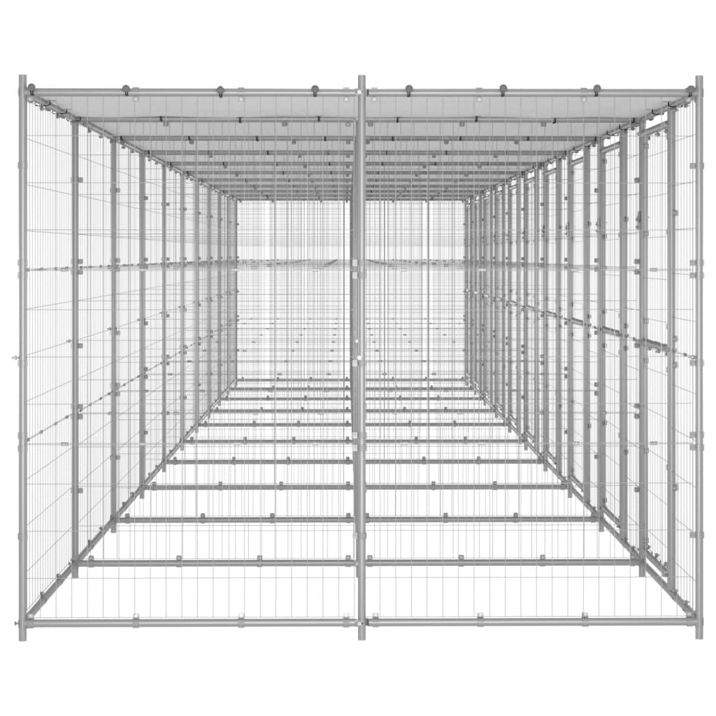 Outdoor Dog Kennel Galvanised Steel with Roof 24.2 m²