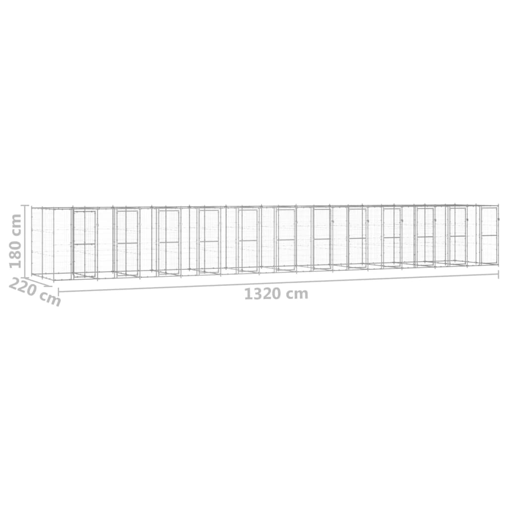 Outdoor Dog Kennel Galvanised Steel 29.04 m²