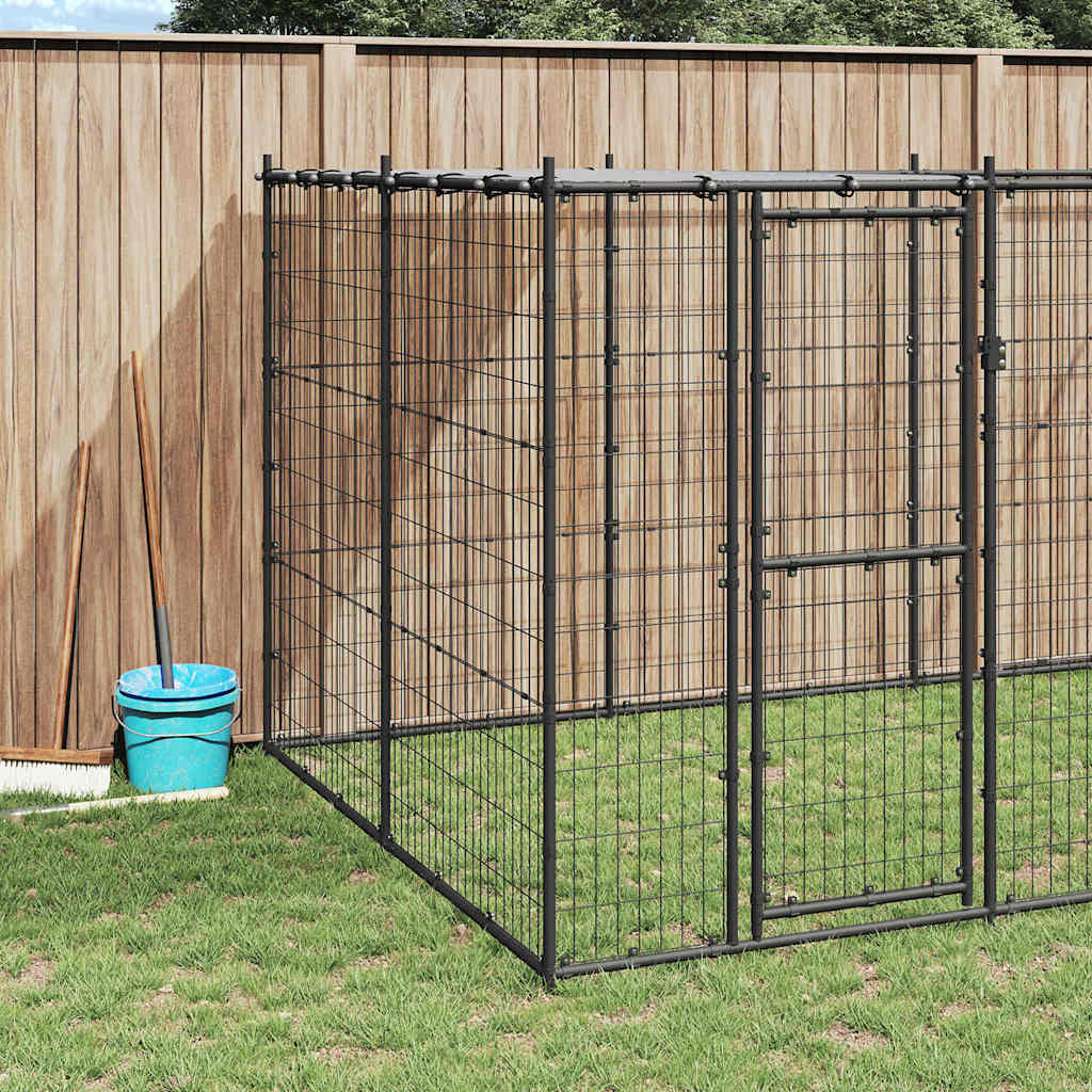 Outdoor Dog Kennel Steel with Roof 7,26 m²