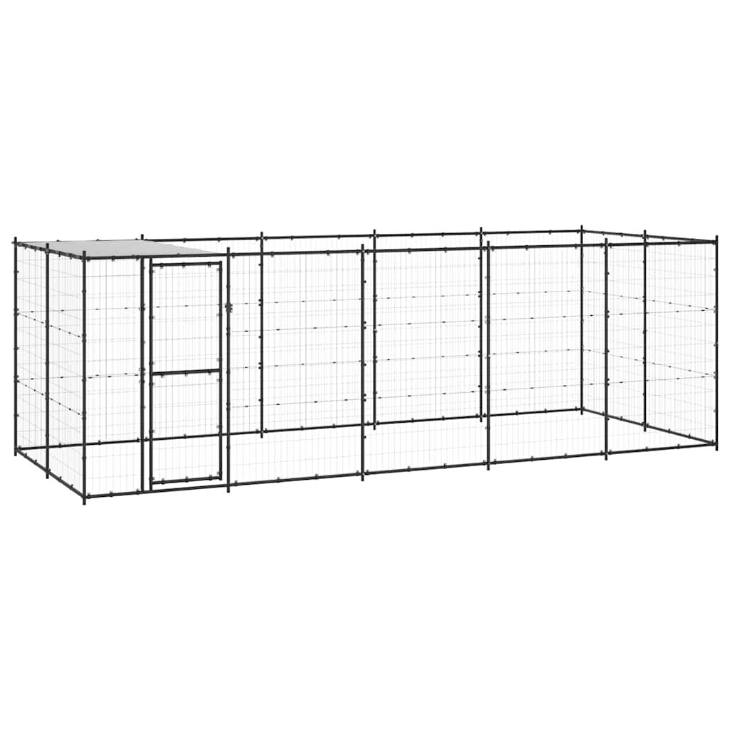 Outdoor Dog Kennel Steel with Roof 12,1 m²