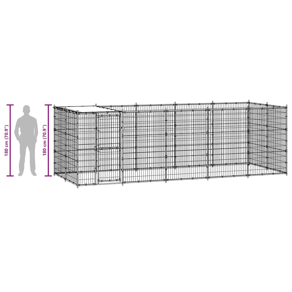 Outdoor Dog Kennel Steel with Roof 12,1 m²