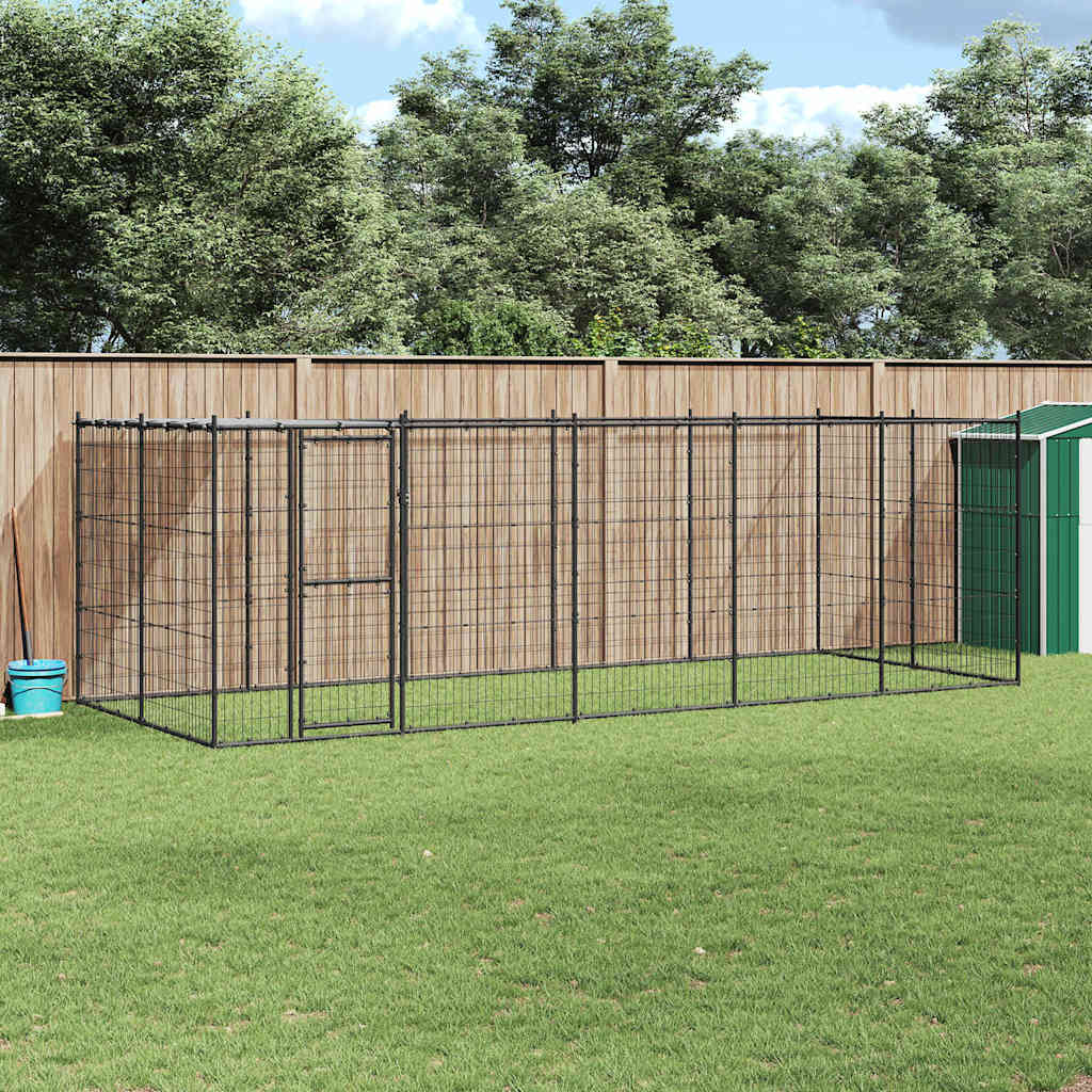 Outdoor Dog Kennel Steel with Roof 12,1 m²