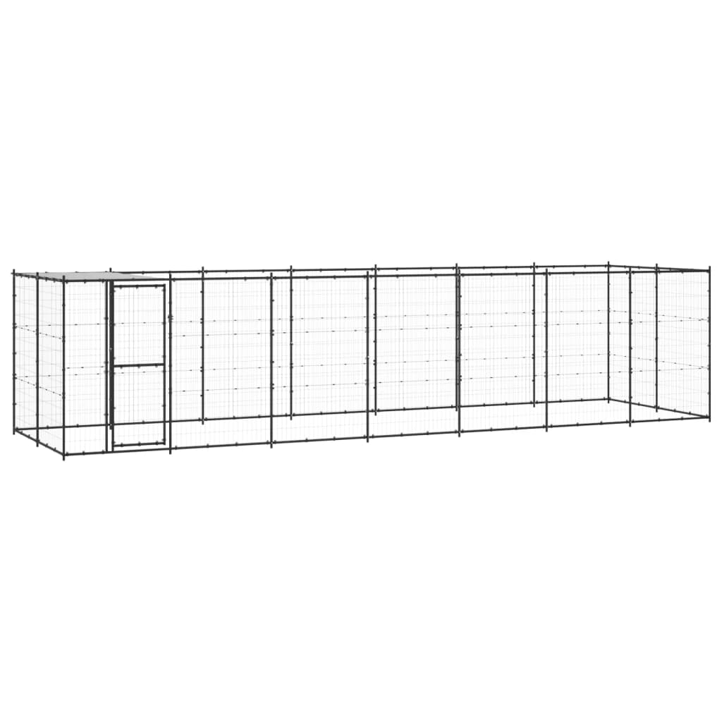 Outdoor Dog Kennel Steel with Roof 16,94 m²