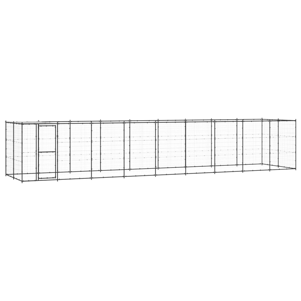 Outdoor Dog Kennel Steel with Roof 21,78 m²
