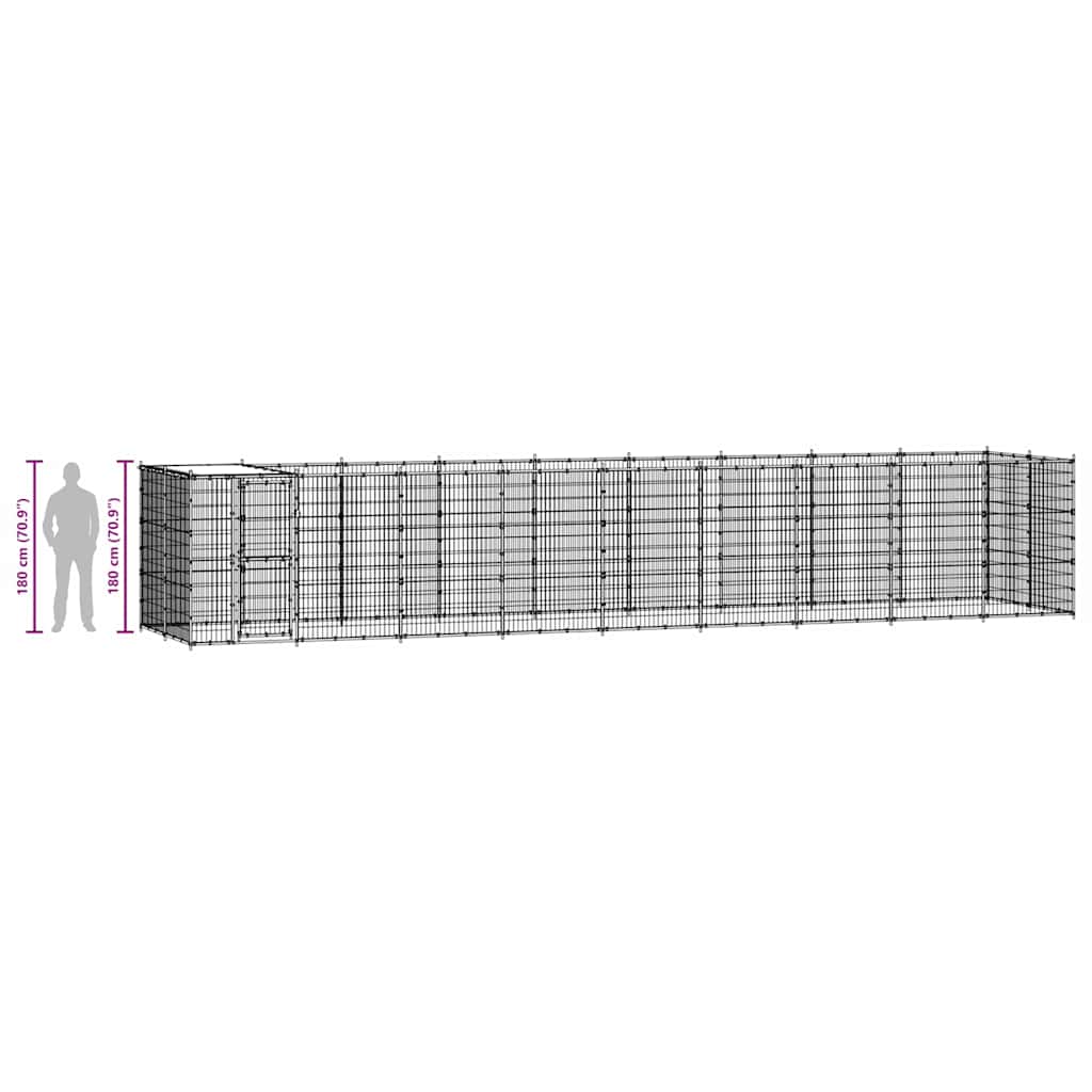 Outdoor Dog Kennel Steel with Roof 21,78 m²