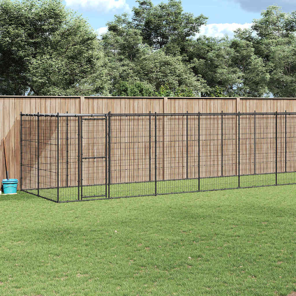 Outdoor Dog Kennel Steel with Roof 21,78 m²