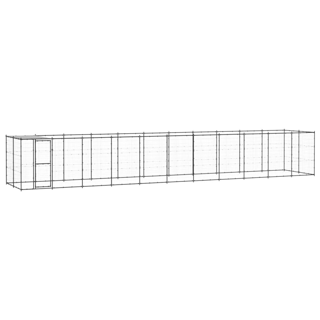 Outdoor Dog Kennel Steel with Roof 26,62 m²