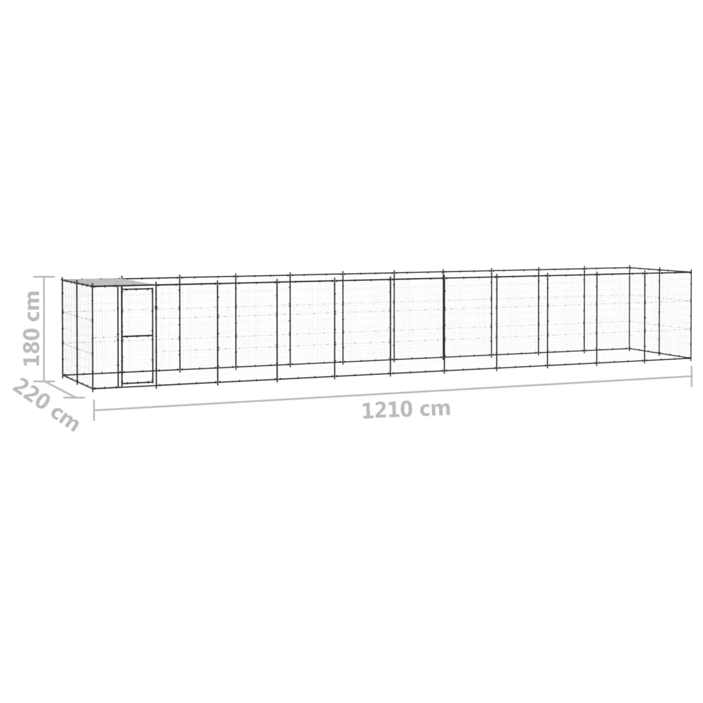 Outdoor Dog Kennel Steel with Roof 26,62 m²