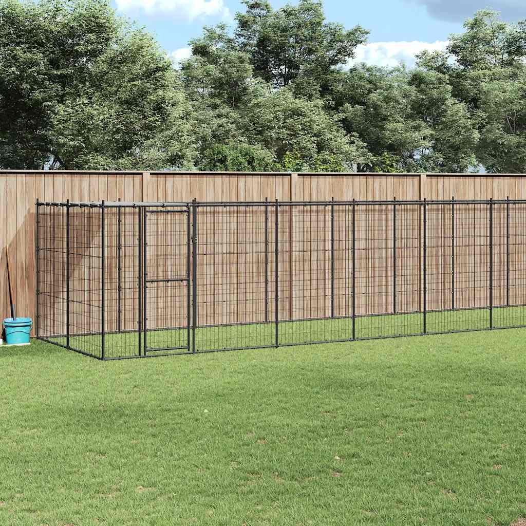 Outdoor Dog Kennel Steel with Roof 26,62 m²