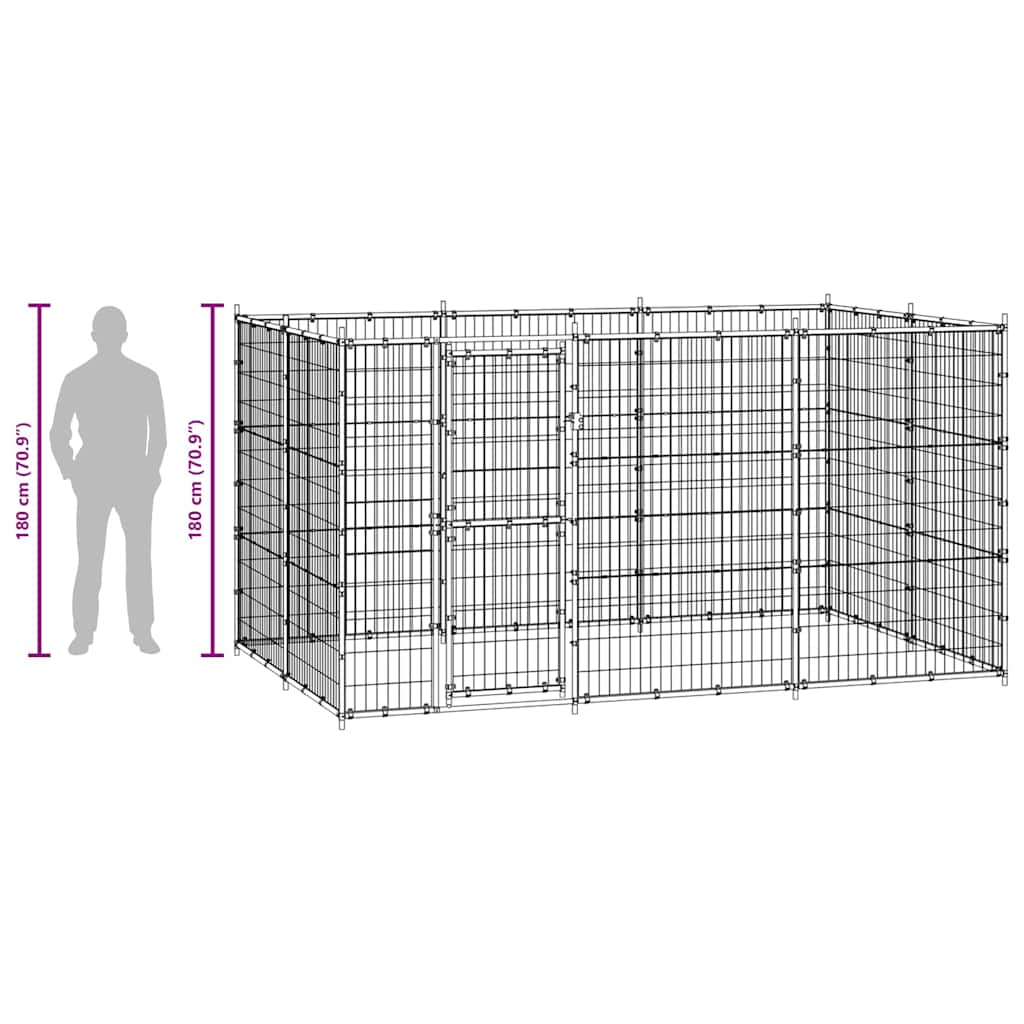 Outdoor Dog Kennel Steel 7,26 m²