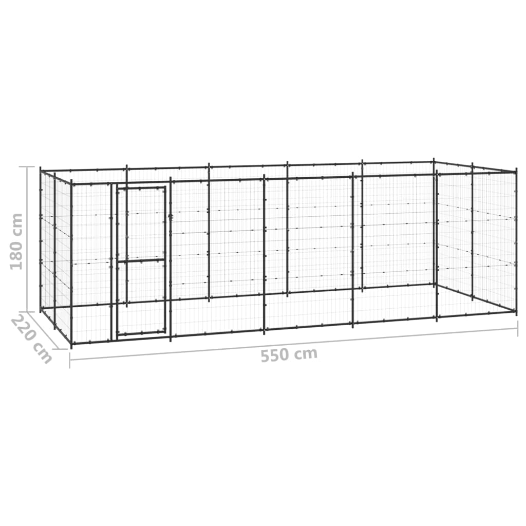 Outdoor Dog Kennel Steel 12,1 m²