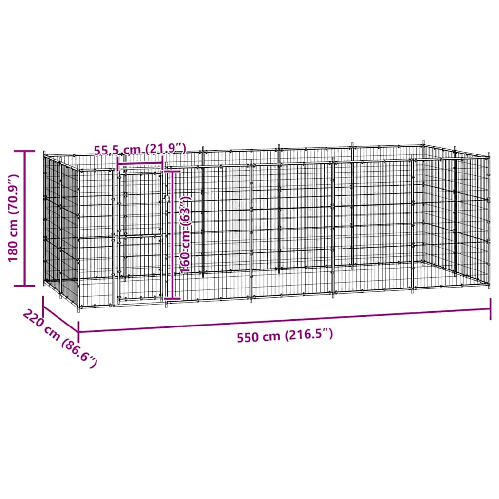 Outdoor Dog Kennel Steel 12,1 m²