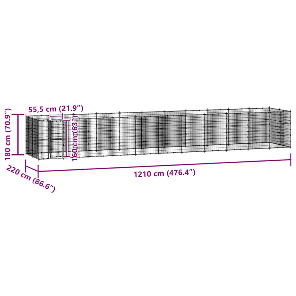 Outdoor Dog Kennel Steel 26.62 m²