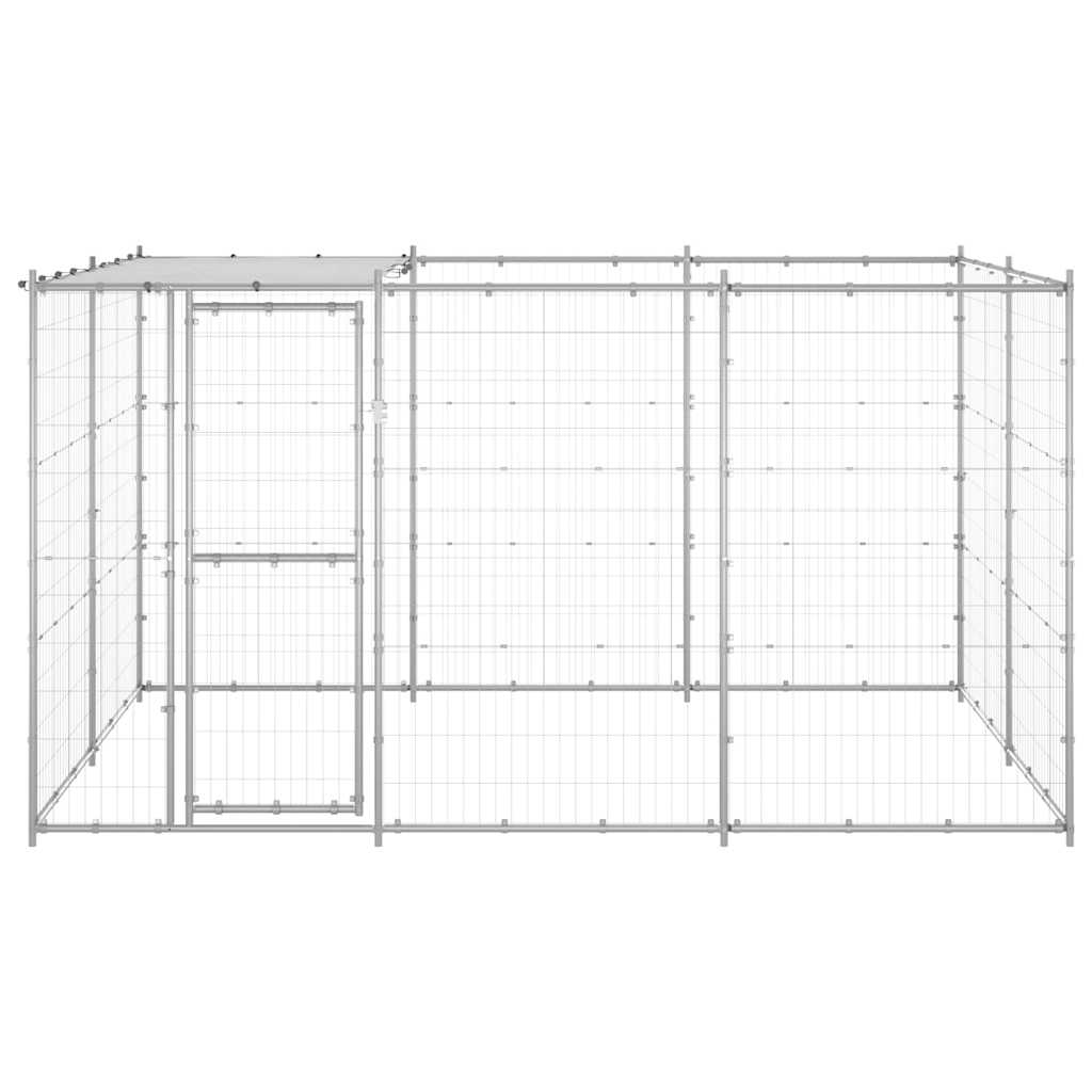 Outdoor Dog Kennel Galvanised Steel with Roof 7,26 m²