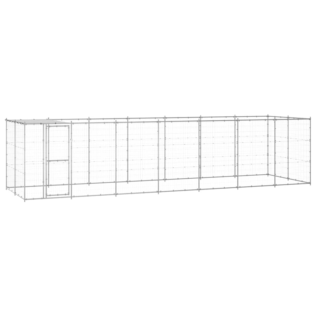 Outdoor Dog Kennel Galvanised Steel with Roof 16,94 m²