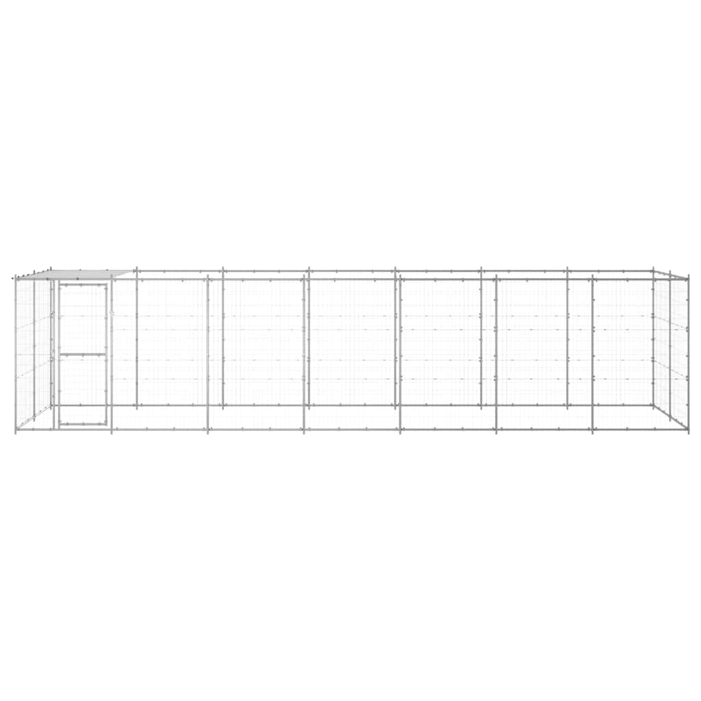 Outdoor Dog Kennel Galvanised Steel with Roof 16,94 m²
