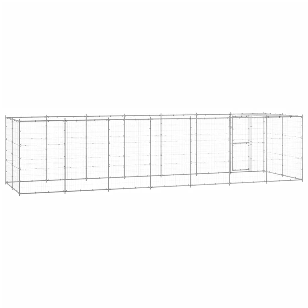 Outdoor Dog Kennel Galvanised Steel with Roof 16,94 m²