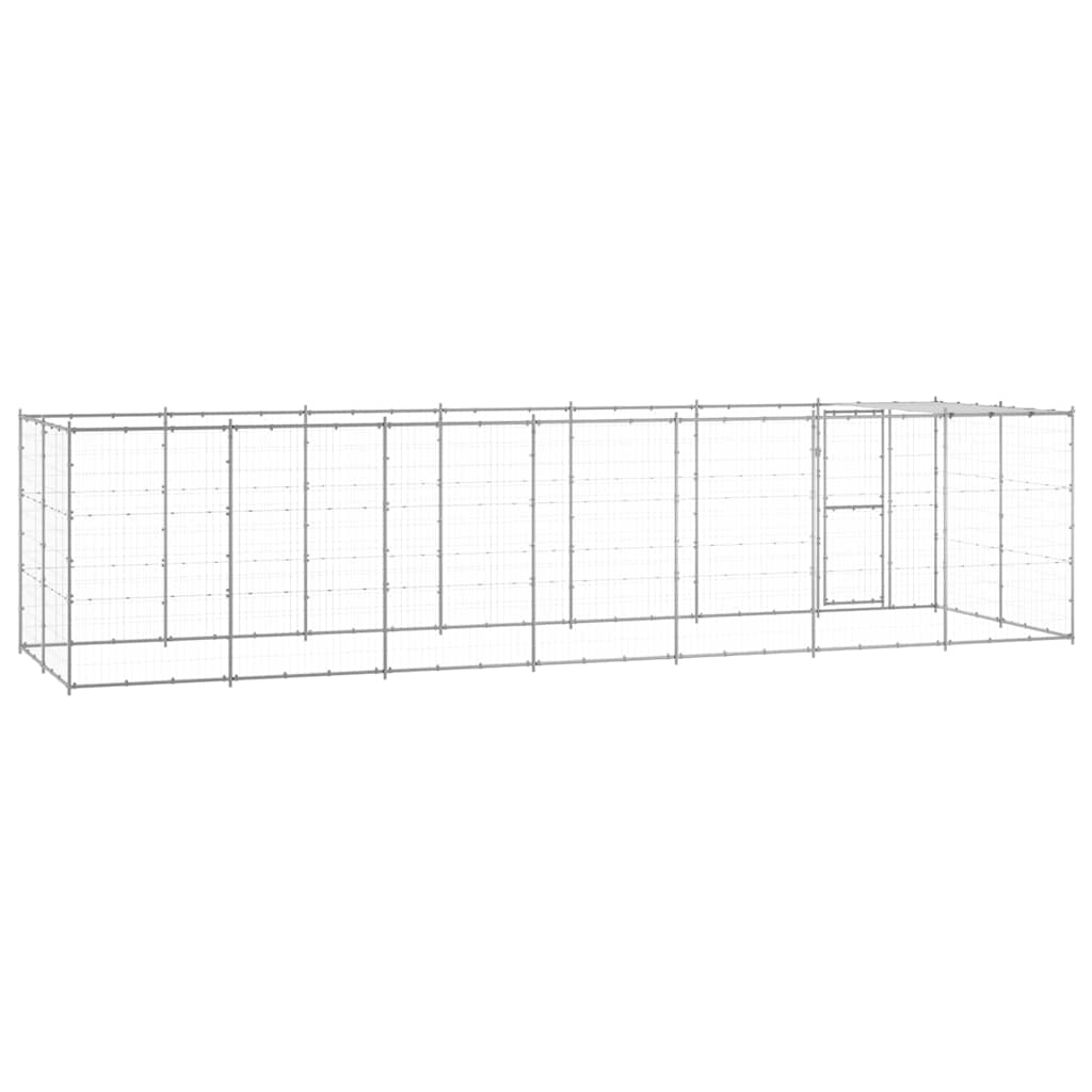 Outdoor Dog Kennel Galvanised Steel with Roof 16,94 m²