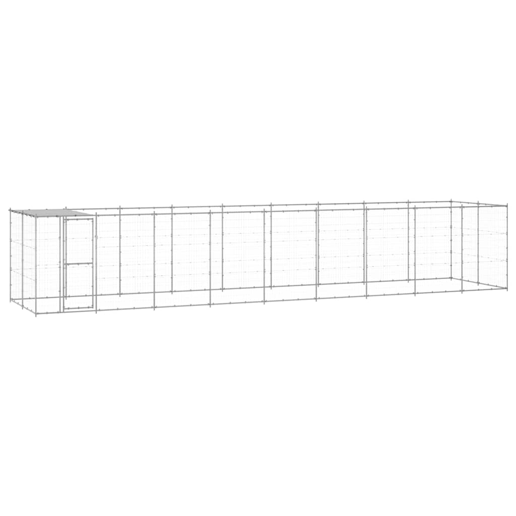 Outdoor Dog Kennel Galvanised Steel with Roof 21,78 m²