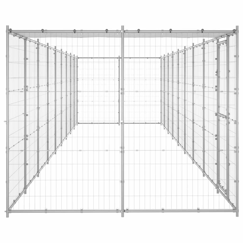 Outdoor Dog Kennel Galvanised Steel with Roof 21,78 m²