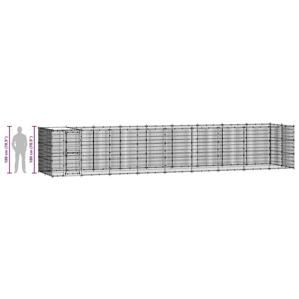 Outdoor Dog Kennel Galvanised Steel with Roof 21,78 m²