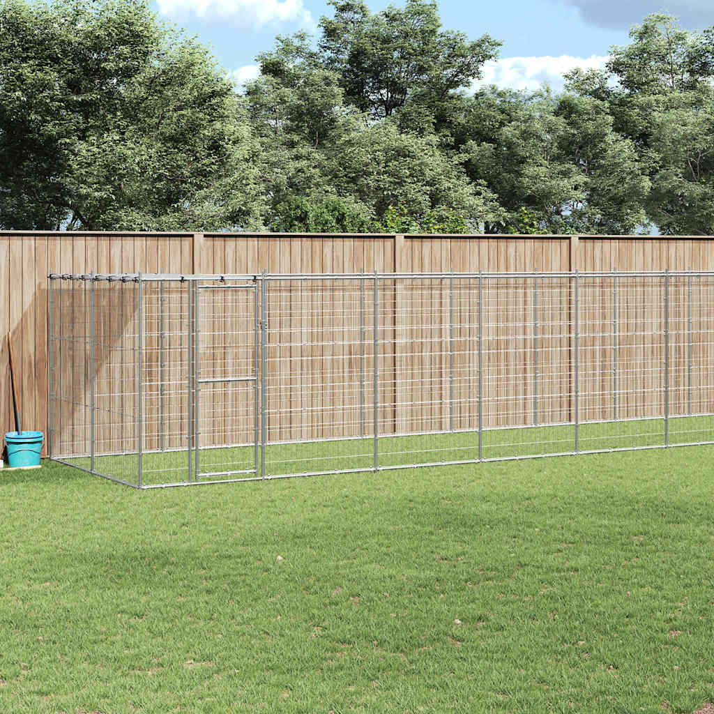 Outdoor Dog Kennel Galvanised Steel with Roof 21,78 m²