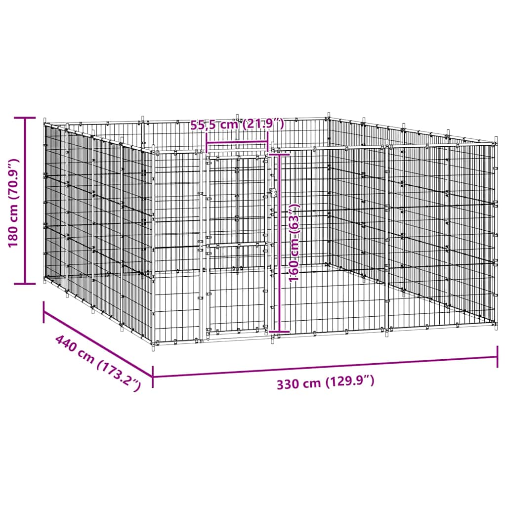 Outdoor Dog Kennel Steel 14,52 m²