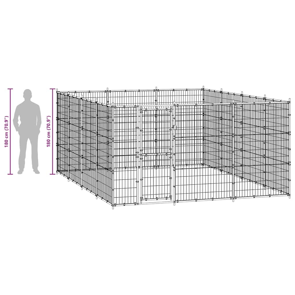 Outdoor Dog Kennel Steel 14,52 m²