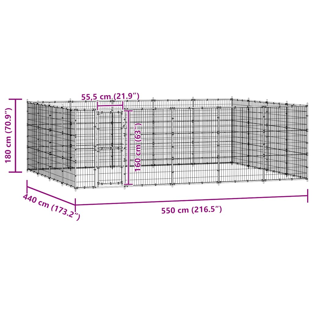 Outdoor Dog Kennel Steel 24.2 m²