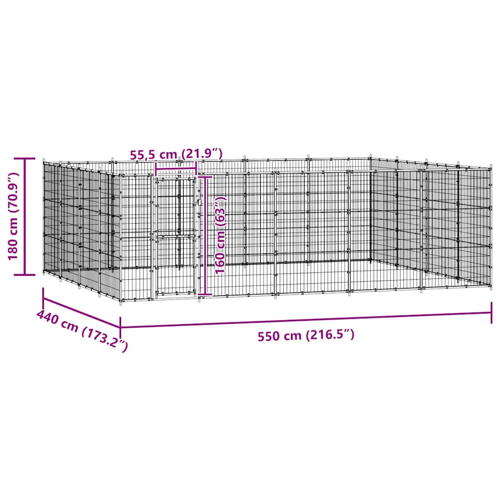 Outdoor Dog Kennel Steel 24,2 m²