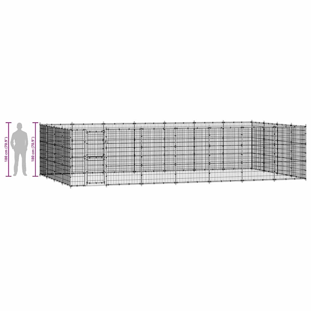 Outdoor Dog Kennel Steel 33,88 m²