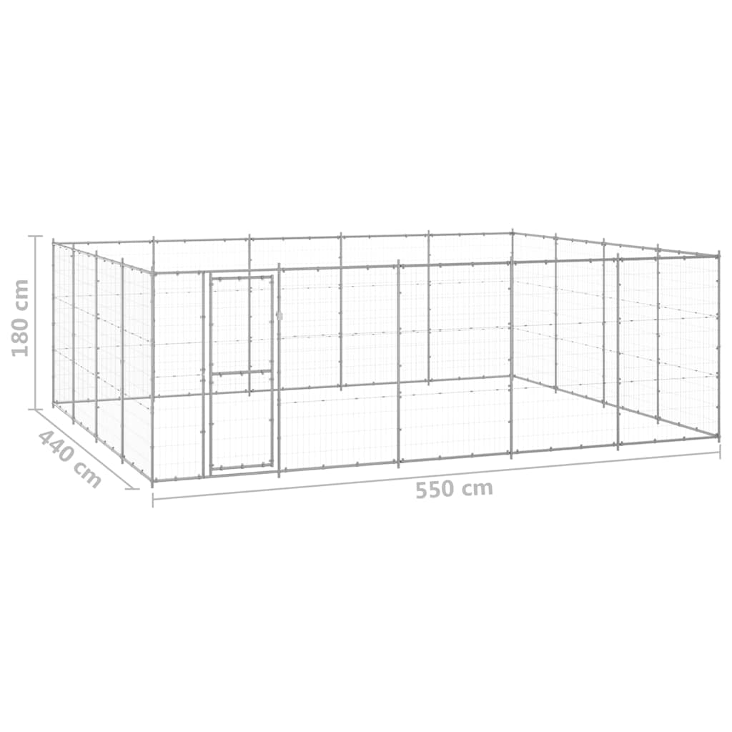 Outdoor Dog Kennel Galvanised Steel 24,2 m²