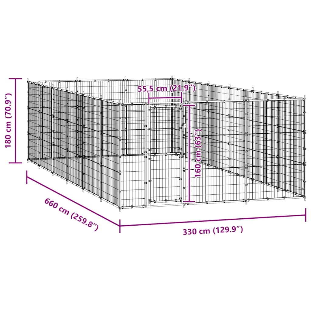 Outdoor Dog Kennel Steel 21,78 m²