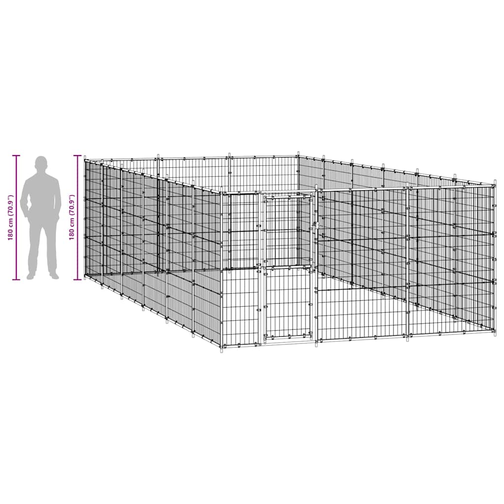 Outdoor Dog Kennel Steel 21,78 m²
