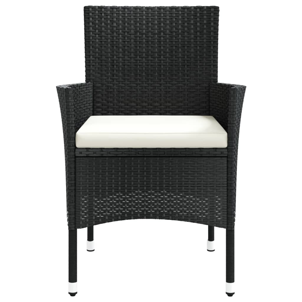 Garden Chairs with Cushions 4 pcs Poly Rattan Black