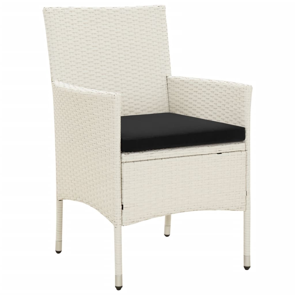 Garden Chairs with Cushions 4 pcs Poly Rattan White