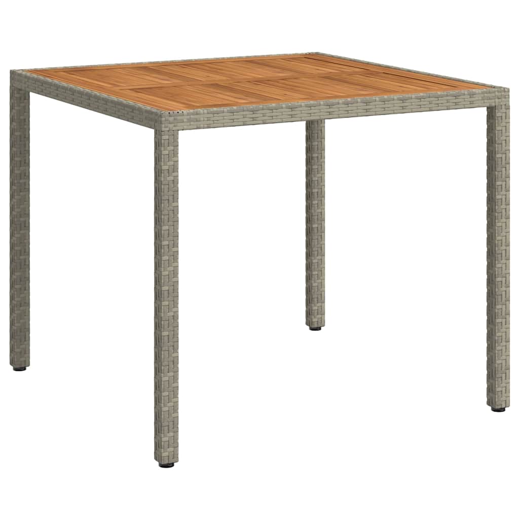 Garden Table 90x90x75 cm Poly Rattan and Acacia Wood Grey