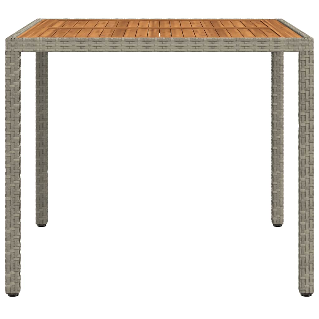 Garden Table 90x90x75 cm Poly Rattan and Acacia Wood Grey