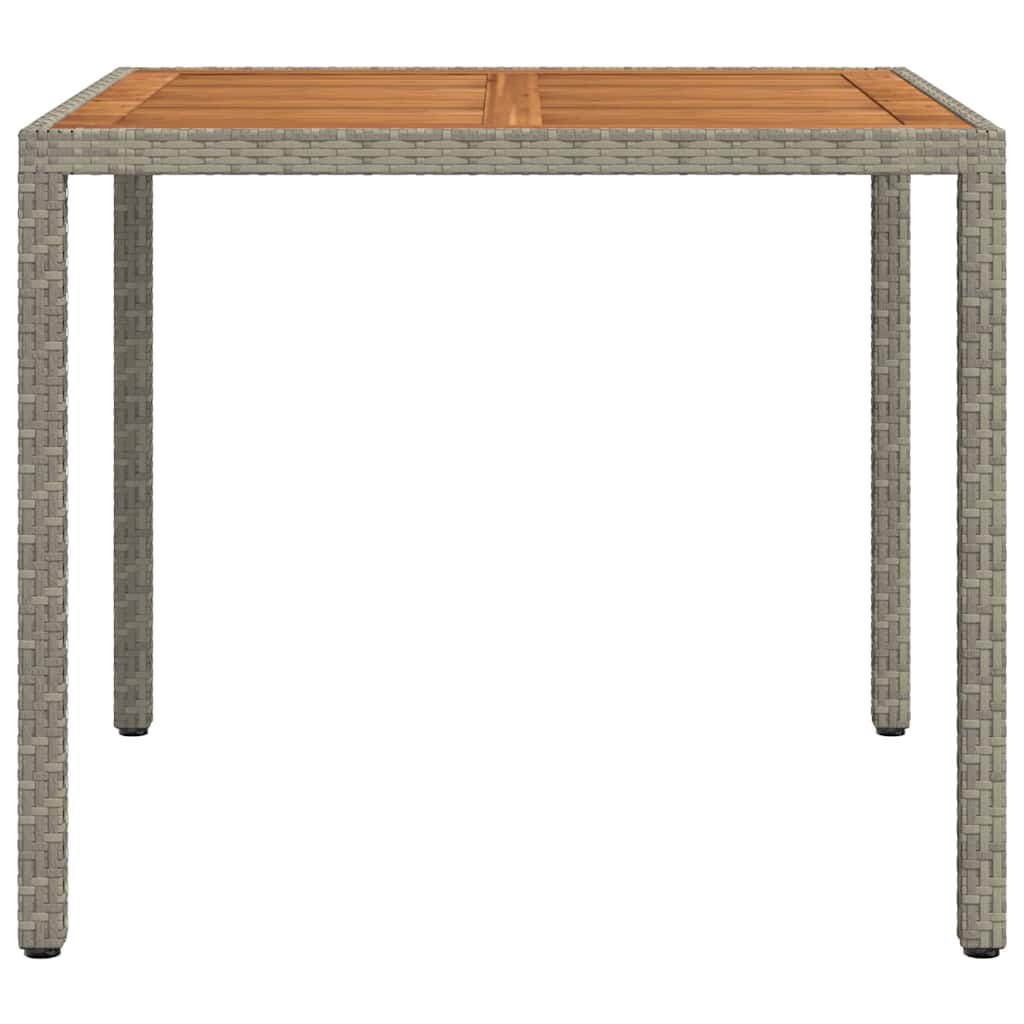 Garden Table 90x90x75 cm Poly Rattan and Acacia Wood Grey