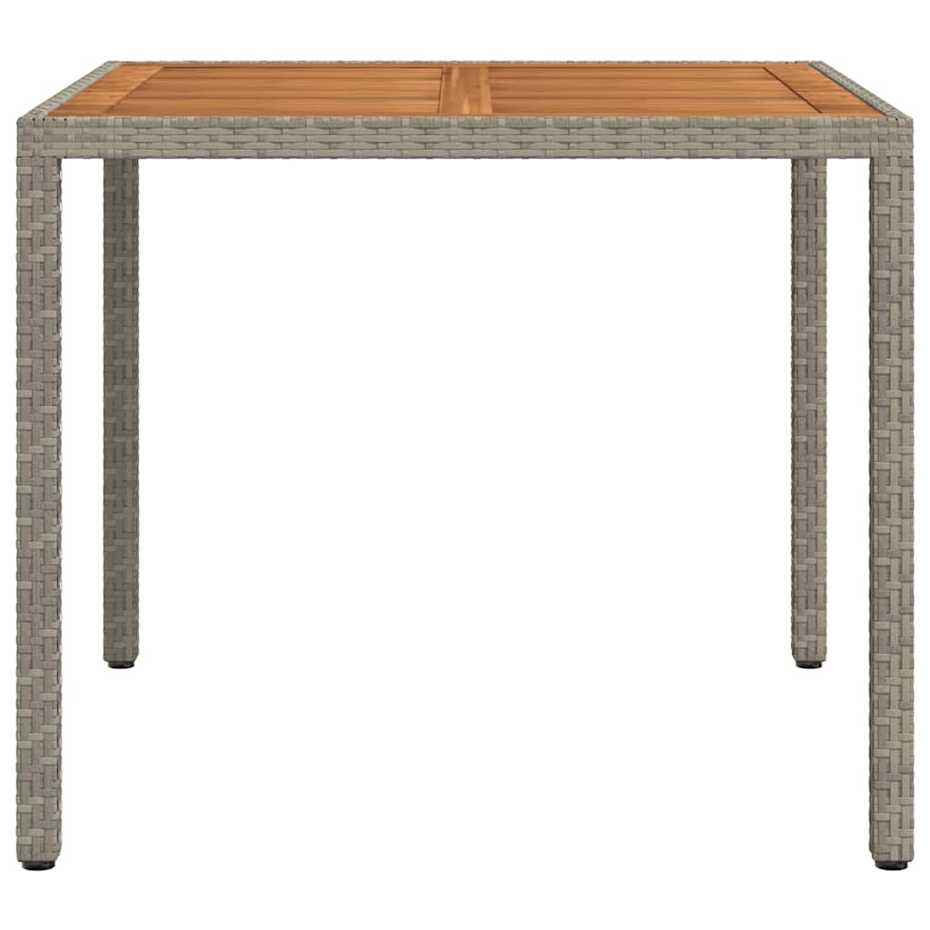 Garden Table 90x90x75 cm Poly Rattan and Acacia Wood Grey