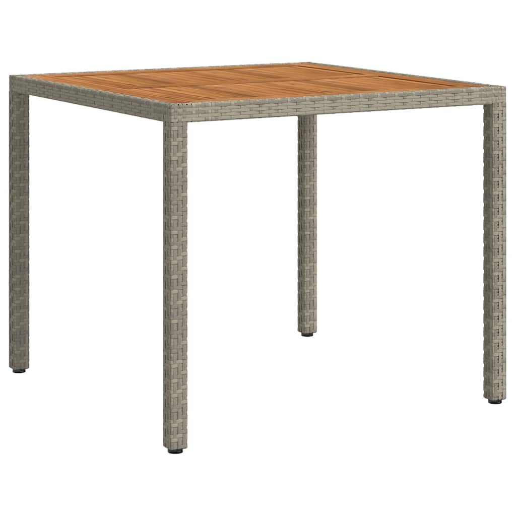 Garden Table 90x90x75 cm Poly Rattan and Acacia Wood Grey