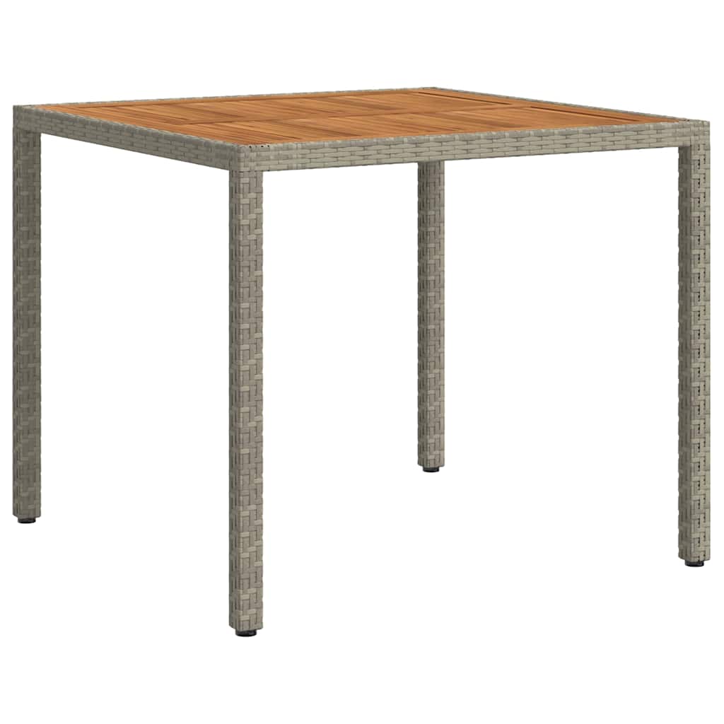 Garden Table 90x90x75 cm Poly Rattan and Acacia Wood Grey