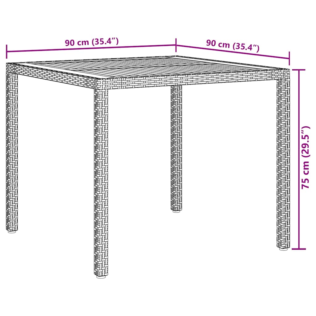 Garden Table 90x90x75 cm Poly Rattan and Acacia Wood Grey